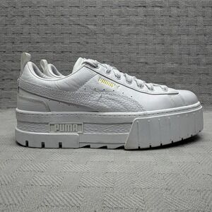 PUMA Luxe Mayze Shoes Womens Size 9.5 White Leather Platform Sneakers 384209-01